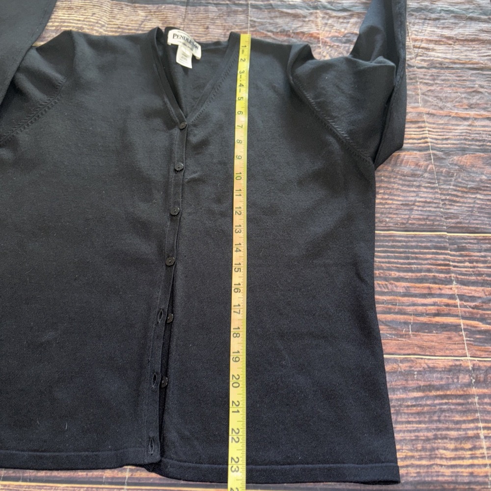 Women's Pendleton Silk Blend Cardigan Sweater Black Size Large Button Down - Picture 4 of 5